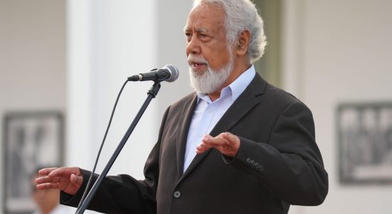 Imajen (Mídia Gabinete Primeiru-Ministru) - Primeiru-Ministru Kay Rala Xanana Gusmão halo intervensaun iha semana dahuluk serimónia hasae Bandeira fulan-Janeiru tinan 2025, iha Palásiu Governu, Dili